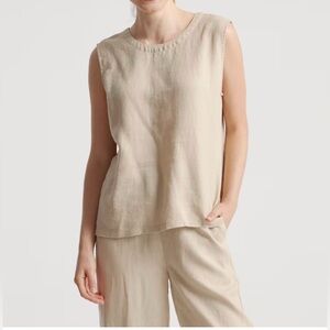 QUINCE • NWOT • 100% European Linen Tank • Driftwood • Size S